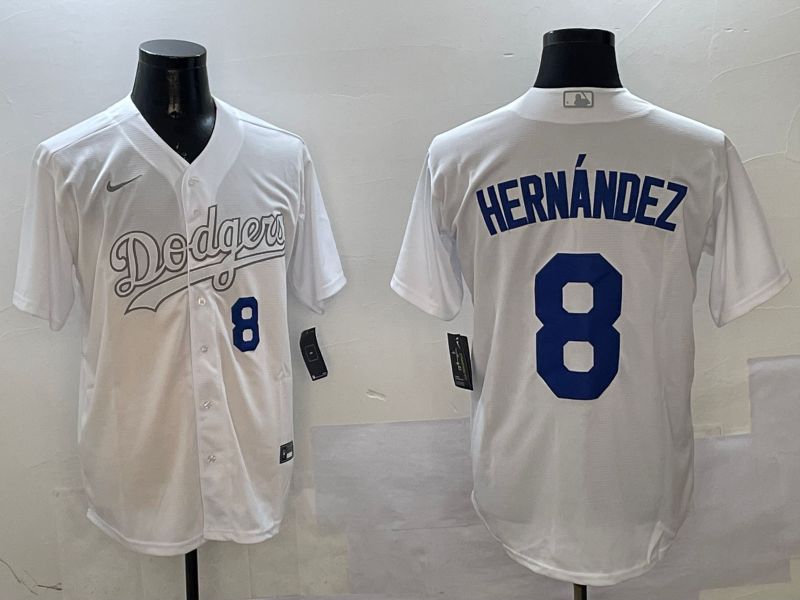 Men Los Angeles Dodgers #8 Hernandez White Fashion Edition Game 2025 Nike MLB Jersey style 8->los angeles dodgers->MLB Jersey
